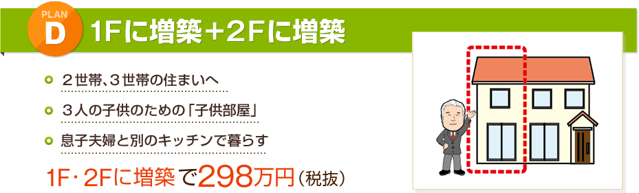 プランD 1Fに増築+2Fに増築